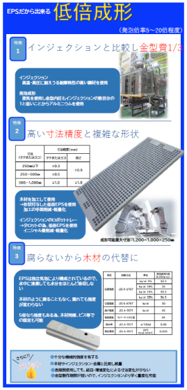 発泡スチロールの常識を覆す-低倍率成形品