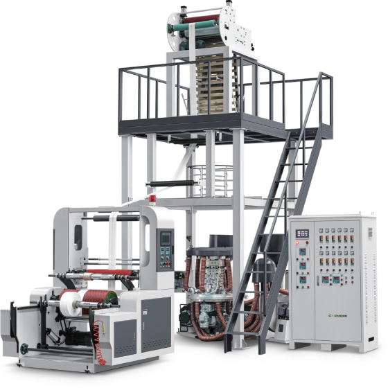 ABA LDPE/HDPE 高速インフレーションフィルム製膜機（PLC 自動巻取機付き）